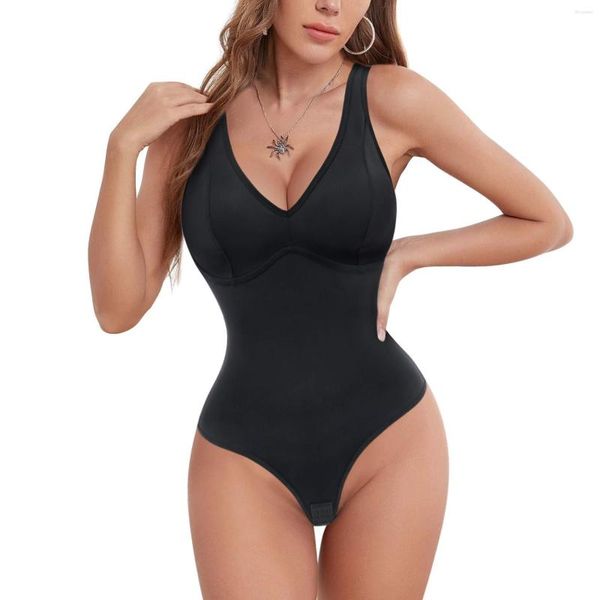 Damen Shapers Bodysuit Shapewear für Frauen Bauchkontrolle Tank Top Leibchen ärmellos V-Ausschnitt gepolsterter BH Jumpsuit dehnbarer Trikotanzug