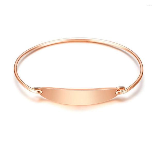 Bracciale rigido in acciaio inossidabile oro rosa piegato piatto polsino donna moda minimalista braccialetto regalo per lui