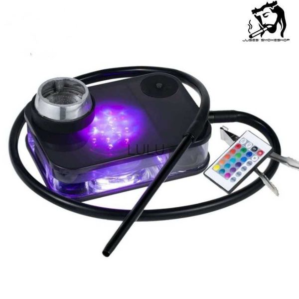 JUSES' SMOKESHOP Conjunto de Cachimbo de Água Estilo de Livro Portátil Acrílico Shisha Box com Linda Luz LED Colorida Narguile Festa Completa HKD230809