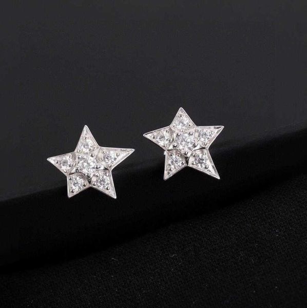 Hot Brand Pure 925 Sterling Silver Orecchini Star Full Diamond Stud White Gold Meteor