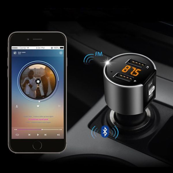 Carro MP3 Player Kit Mãos Bluetooth Transmissor FM Isqueiro Carregamento USB duplo Detecção de Tensão da Bateria U Disk Play237N