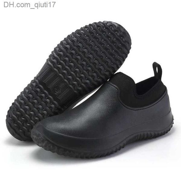 Elbise ayakkabılar erkek iş şefi ayakkabı büyük boyutlu kayma ayakkabılar su geçirmez ve yağa dayanıklı düz ayakkabılar restoran ayakkabı açık yağmur botları z230809