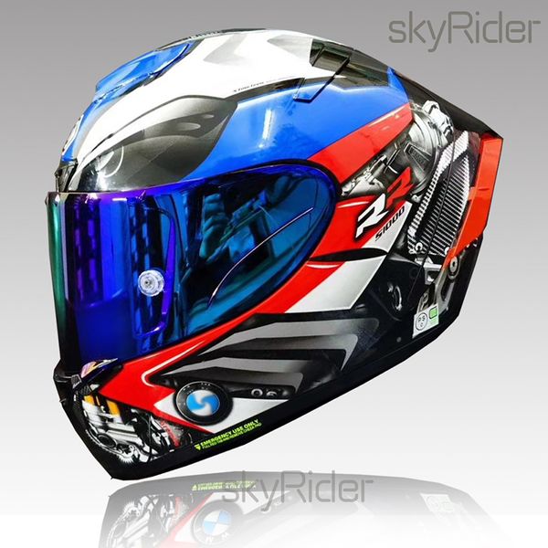 Casco Moto Integrale shoei X14 blu b generazioni visiera antiappannamento Casco Moto Motocross Uomo Equitazione Auto da Corsa-NON ORIGINALE-casco