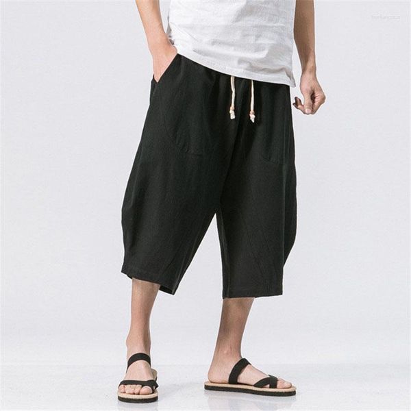 Pantaloni da uomo Pantaloni da uomo hip-hop a gamba larga in stile cinese, pantaloni antichi da uomo larghi al polpaccio