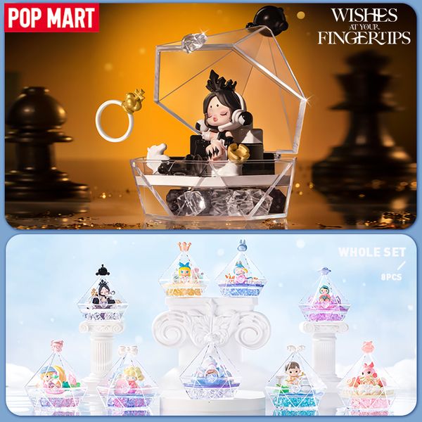 Blind Box Pop Mart es na sua série de pontas dos dedos cena cenário Caixa Misterial 1pc/8pcs Popmart Blind Box SkullPanda DiMoo Labubu Anel Romântico 230808