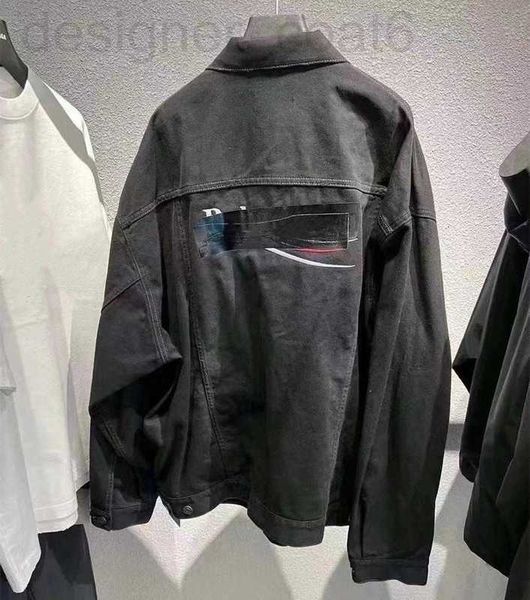 Erkek Ceketler Tasarımcı Yüksek Versiyon B Aile Siyah Bant Kola Nakış Mektubu Net Kırmızı Unisex Denim Ceket Erkekler ve Kadınlar İçin 4glg