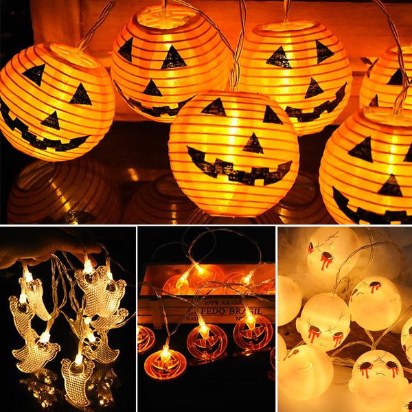 Outros suprimentos para festas de eventos 15M 10LED Halloween Pumpkin Lantern Ghost Skull Bat String Lights For Happy Home Decor Lamp Haunted House Props 230809