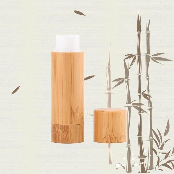 Garrafas de armazenamento por atacado 100 pçs cosméticos 5ml recipientes de lábios de bambu vazios tubo embalagem para cuidados com a pele caneta batom personalizado