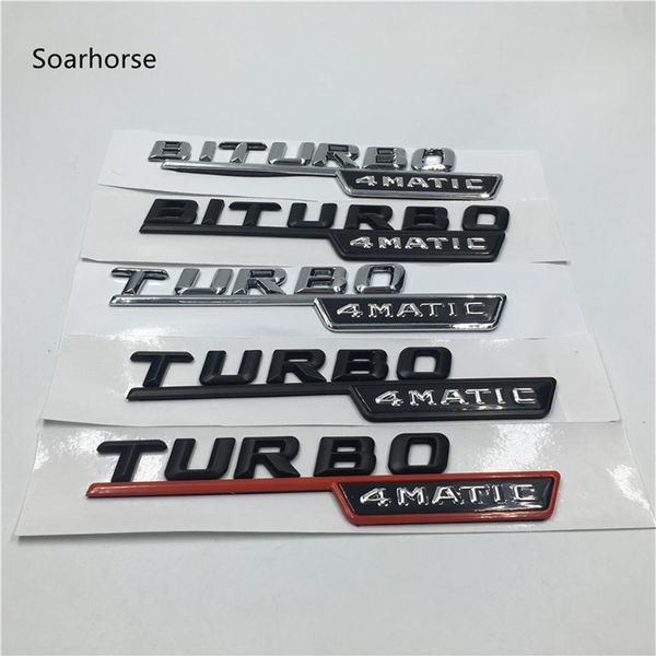 BITURBO TURBO 4MATIC Emblema Letras Adesivos do Para-lama Dianteiro do Carro para Mercedes Benz AMG 4 Matic180i