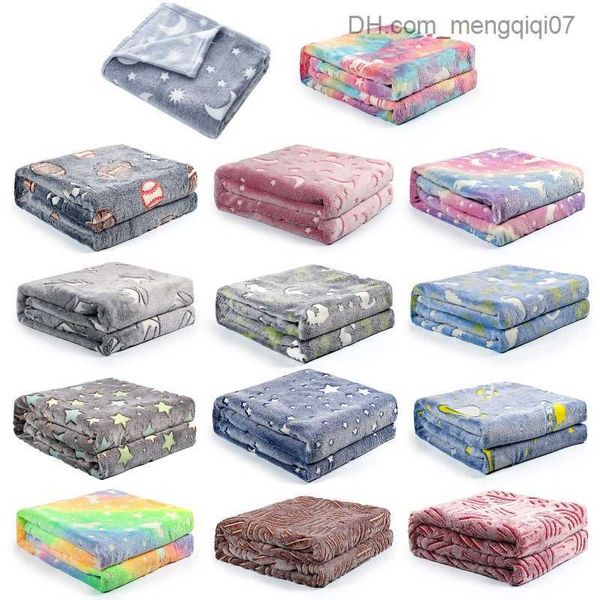 Decken Swaddling H7EA Kinder Weiche Flansch Fleece Decke Erwachsene Dekorative Leuchtende Werfen Bett Sofa Auto Z230809