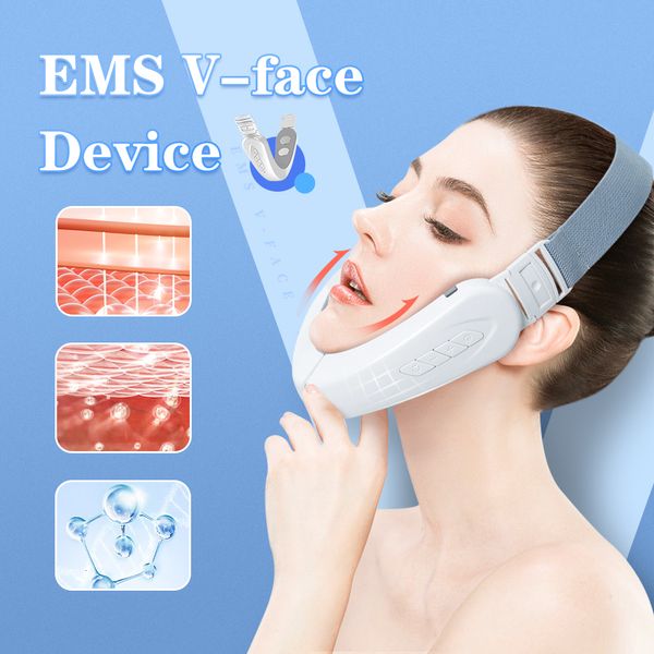 Massageador Facial EMS Lifting Device V Face Slimming Face Tightening Machine Vibration Massage Remove Double Chin Anti Cellulite Lift Belt 230808