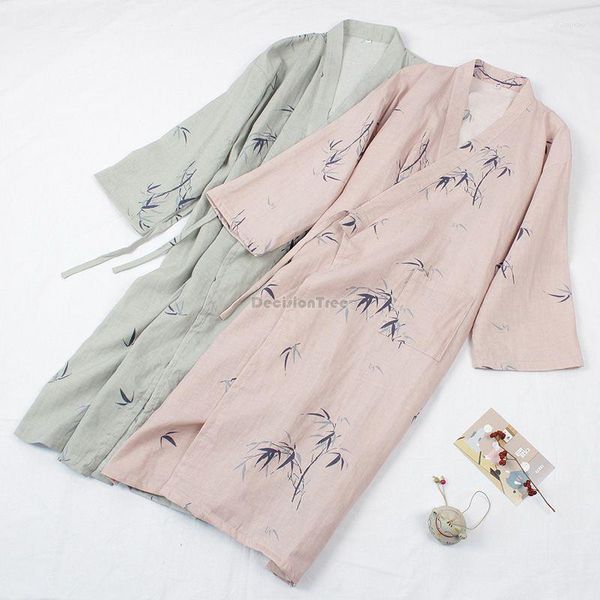 Erkek pijama 2023 pamuk Çin tarzı gecelik hanfu ev giyim pijamaları Japon uzun bornoz ince çift gevşek çiğ.