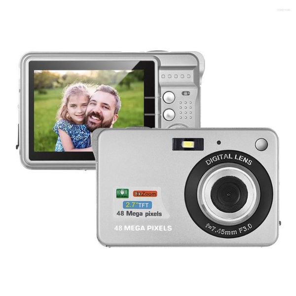 Câmeras Digitais 1080P 48MP Câmera de Vídeo Filmadora Antivibração 8X Zoom Tela LCD de 2,7 Polegada Captura de Sorriso Bateria Embutida Para Crianças Adolescentes