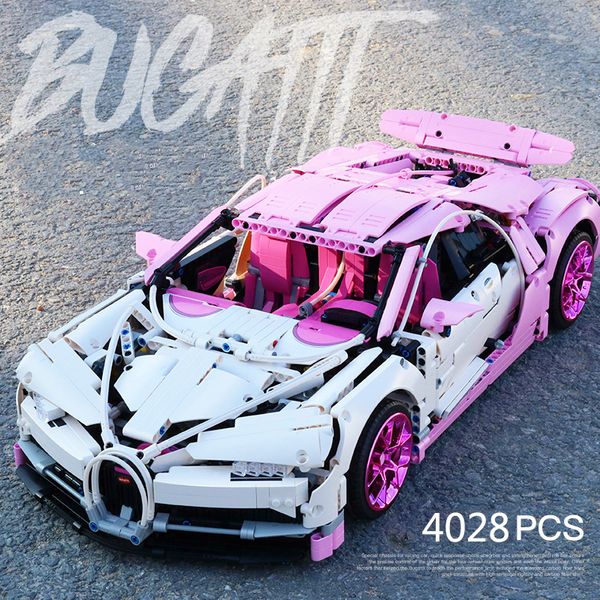 Giocattoli di trasformazione Robot IN MAGAZZINO Pink Bugattii Chiron APP Control Sports Car LED Light Compatibile 42083 20086 MOC 9658 Tecnologia Building Blocks Toys 230808