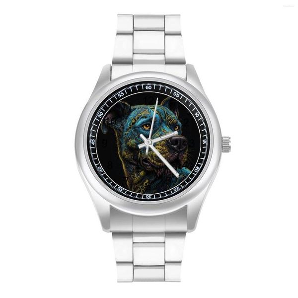 Нарученные часы собачьи кварцевые часы Zombie Portraits Po Retro Watches Стальные высококачественные офисные часы.