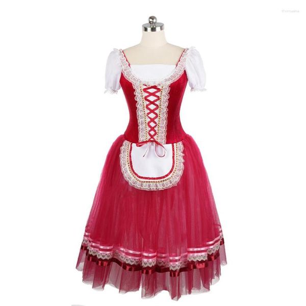 Stage Wear Colorato Professionale di alta qualità Formato personalizzato Bambini Ragazze Donna adulta Performance Rosso Verde Balletto Tutu romantico