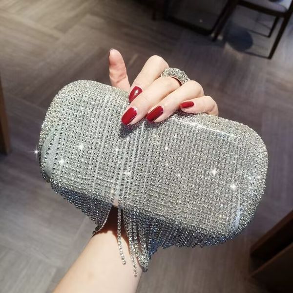 Quaste Strass Damen Tasche Abendkleid Bankett Hand Set Diamant Hochwertige Mädchen Textur Hand Abendessen Tasche