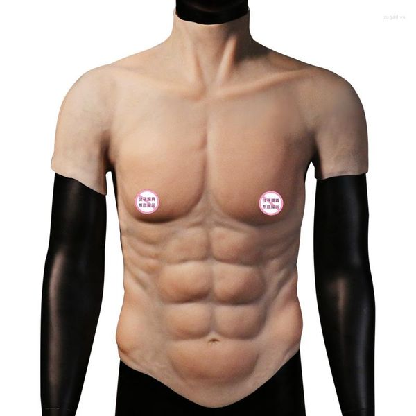 Herren T -Shirts Cosplay Requisiten Kostüm gefälschte echte lebensechte acht Packbauchmuskulatur Silikon Brust weiblich bis männliche Muskeldüse Kleidung