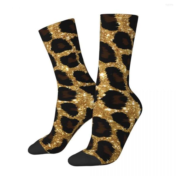 Herrensocken Gold Glitzer Gepard Sport 3D-Druck Junge Mädchen Socke in der Mitte der Wade