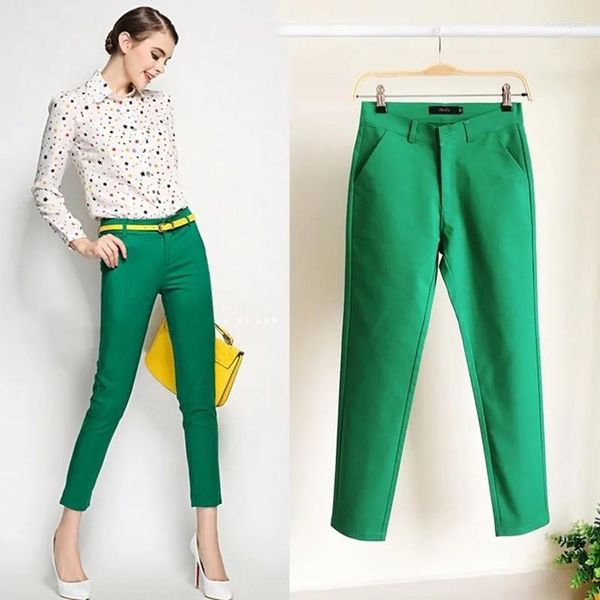 Pantaloni da donna Pantaloni casual in morbido cotone color caramella Ragazza Basic Slim Fit Office Fashion Matita elastica Altezza massima 165 cm