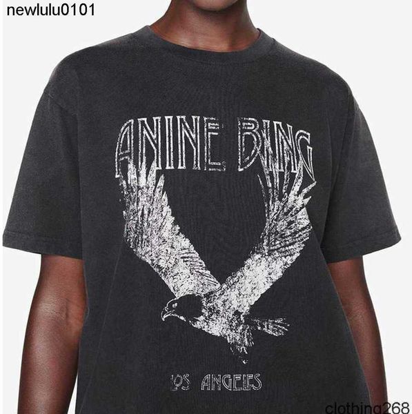 2023 AB Niche Eagle Print t Shirt Fried Snowflake Colore lavaggio Designer Tee Donna Nero T-shirt a maniche corte Top Polo Vendita a buon mercato Alta qualità AAA