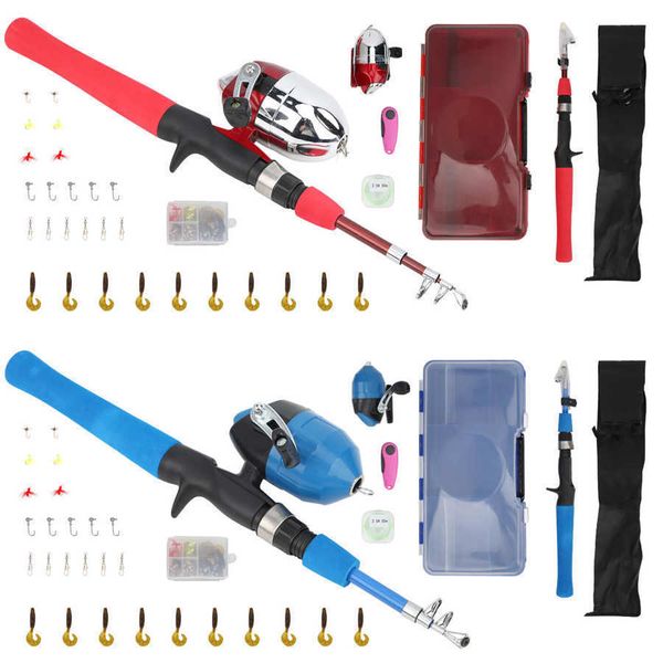 Canna mulinello Combo Set di esche portatili per bambini Telescopico Pesca Principiante Combinazione Mini Kit 230809