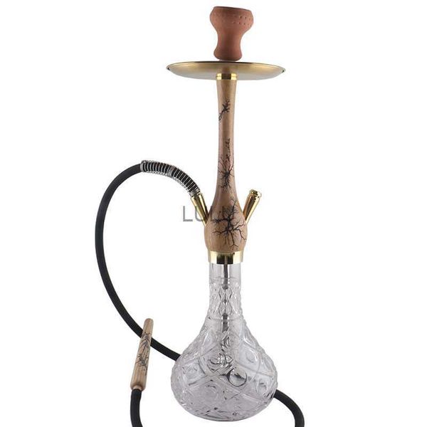 Set narghilè arabo Shock elettrico Manico luminoso in legno Tubo per tabacco in legno Accessori Chicha Completo pipa per narghilè HKD230809