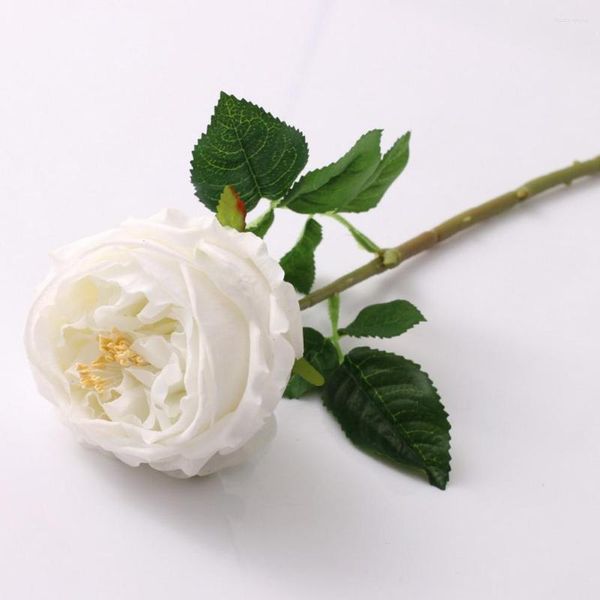 Flores decorativas Lindas Rosas Artificiais Imitação Fixa Sem Regar Ornamento Único Buquê de Flores Falsas