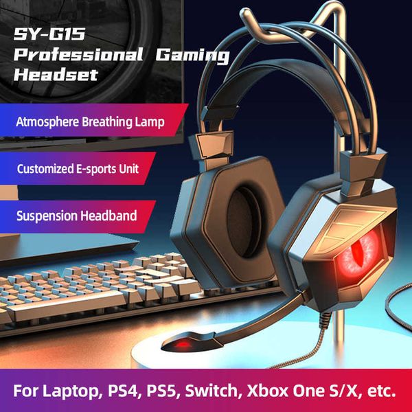 HiFi Stereo Bass Gaming Kopfhörer mit Mikrofon PC Laptop Videospiel Zubehör für PS4 XBOX Telefon LED Jungen Headset Gamer HKD230809