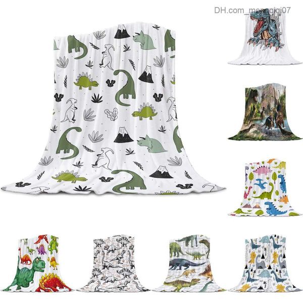 Cobertores Swaddling Animal dinossauro verde planta coral cobertor cobertor cama flanela sofá cobertor infantil têxteis domésticos pequeno cobertor Z230809