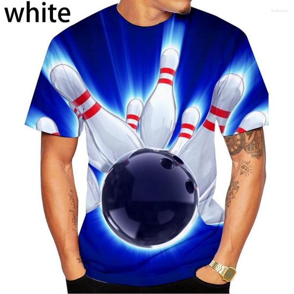 Camisetas masculinas 2023 EST BOWLING 3D Camisa impressa de verão Summer Cool Manga curta