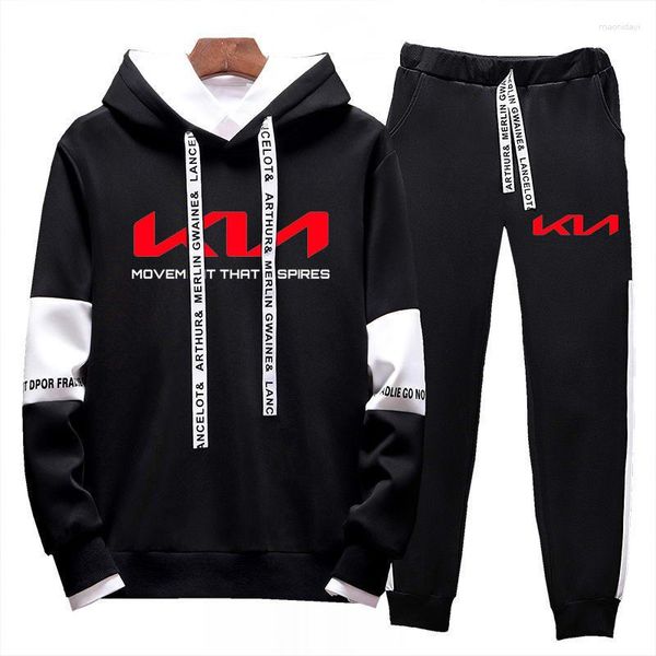 Erkek Trailtsits 2023 Sonbahar Kia Motors Logo Baskılı Külot Pantolon Harajuku Hoodies İki Parça Set Erkek Kıyafetleri Hoodie Setleri 2 Takım