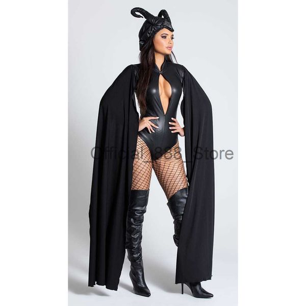 Traje Sexy Feminino Bruxa Diabo Vampiro Cosplay Uniformes Preto Bodysuit Trajes de Halloween para Mulheres X0809