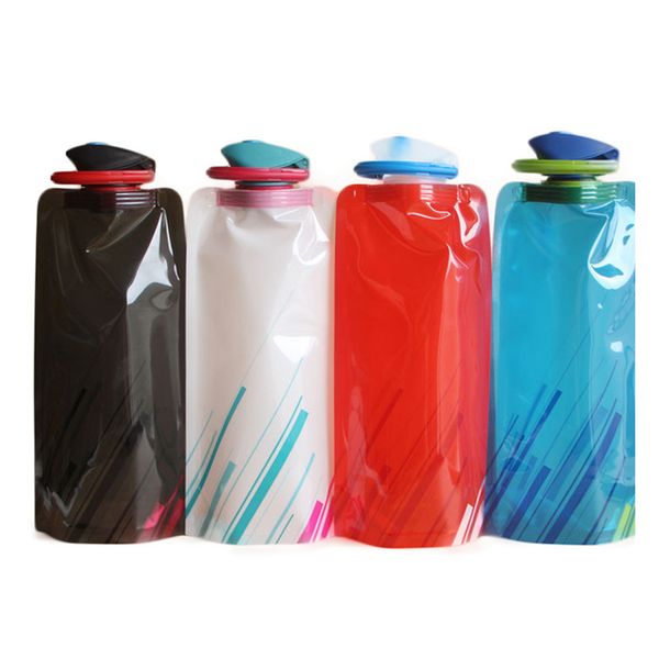 Botella de agua plegable Deportes Bolsa de agua PE Plástico Al aire libre Camping Escalada Hervidor portátil