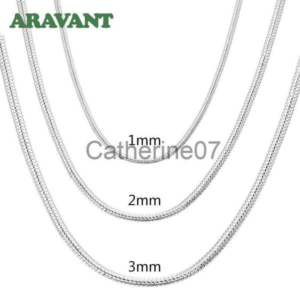 Anhänger Halsketten 925 Silber 1 MM/2 MM/3 MM Schlangenkette Halskette Für Männer Frauen Silber Halsketten Modeschmuck J230809