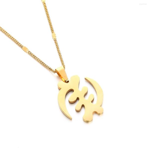 Collane con ciondolo Collana con pendenti simbolo africano in acciaio inossidabile per donna Uomo Ragazza Colore oro argento Adinkra Gye Nyame Catena al collo