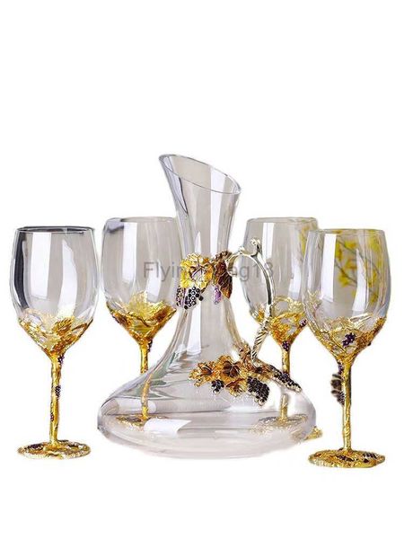 Творческая эмалевая цвет хрустальный красный вин стеклянный графин набор кубки Свадебные бокалы шампанского чашка виски для подарочной коробки Szklanka FJ019 HKD230809