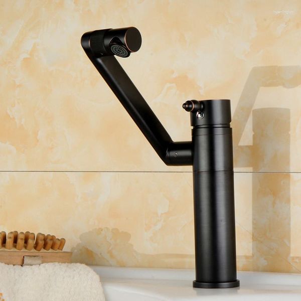 Banyo lavabo musluk musluk siyah bronz kaplama havzası tek döner saplı su musluklar pirinç mikser musluk