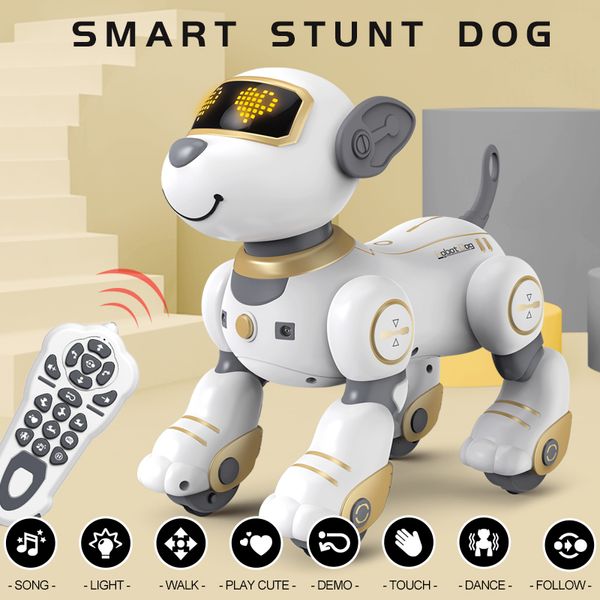 Elektrische/RC-Tiere, lustiger RC-Roboter, elektronischer Hund, Stunt-Hund, Sprachbefehl, programmierbarer Touch-Sense-Musik-Song, Roboter-Hundespielzeug für Kinder, Geschenk 230808