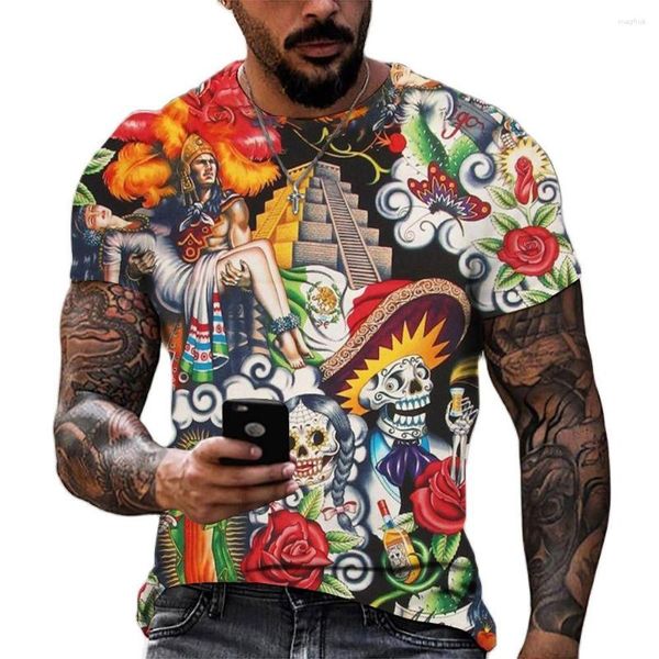 Мужская футболка T-roumts круглой шею крупного размера одежда хип-хоп Мексика Фестиваль электронной музыки Топ 3d улица Хараджуку Clo2023