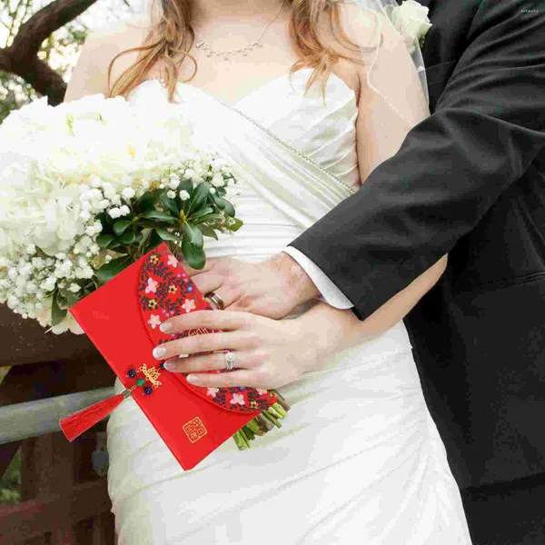 Hediye sargısı kırmızı çanta çantası paketi Çin zodyak 18x10.5x1cm düğün parası zarf tarzı kumaş