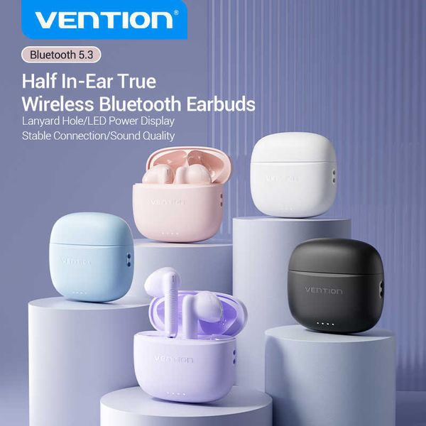 Vention Fones de ouvido sem fio Bluetooth 5.3 Headset TWS Hi-Fi Stereo Sports com microfone Fones de ouvido de baixa latência Touch Control HKD230809