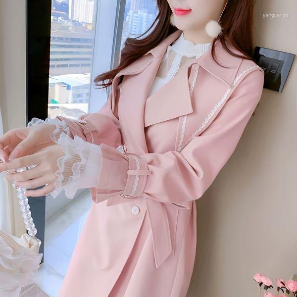 Frauengrabenmäntel Frühling Frauen Wollblazer Elegante Bürodame Langarm Covered Button Lässige Puppenkragenjacken für 2023 T543