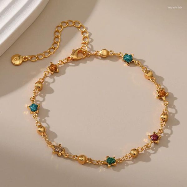 Strand CCGOOD Five-point Star Colorful Bracelet For Women Banhado a Ouro 18 K Pulseiras de Alta Qualidade Moda Joias Pulseras Mujer Girl