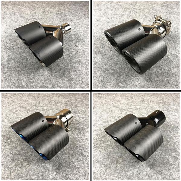 1 PCS Akrapovic Matte Dupla Etiqueta de Ponta de Escape de Fibra de Carbono Tubo Universal de Escapamentos Silenciador de Carro Pontas Bicos Cauda202Q