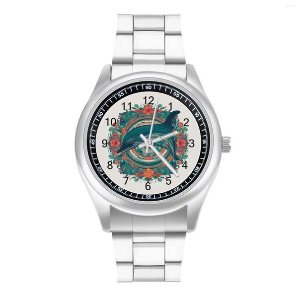 Relógios de pulso Dolphin Quartz Watch Animal Floral Mandala Fitness Pulso Exclusivo Aço Po Hit Sales Relógio de Pulso Casal