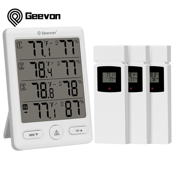 Температурные инструменты Geevon Indoor Outdoor Thermometer Wireless с 3 удаленными датчиками цифровой гигрометр крытый термометр с 200 -футовым/60 млн.