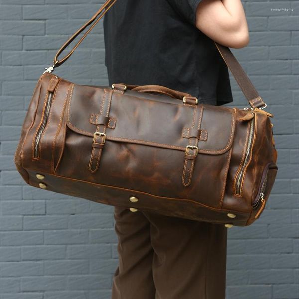Duffel Bags Black Top Onuine Leather Travel Gym Сумка для мужчин багаж