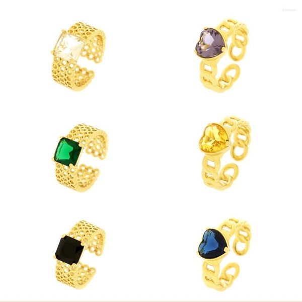 Обручальные кольца творческий золотой цвет сердца в форме кольца женский многослойный регулируемый микро вставка