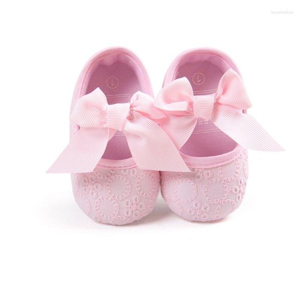 Sapatos de bebê infantil First Walkers antiderrapantes com laço princesa pré-caminhantes pré-caminhantes 0 a 18 m